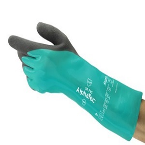 LUVA NITRILICA ASPERA RESIS CORTE VD/CZ ALPHATEC T.09 58-735